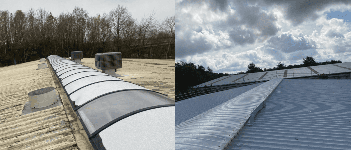 Before and after of roof refurbishment and repair