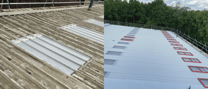 Before and after of skylight replacement
