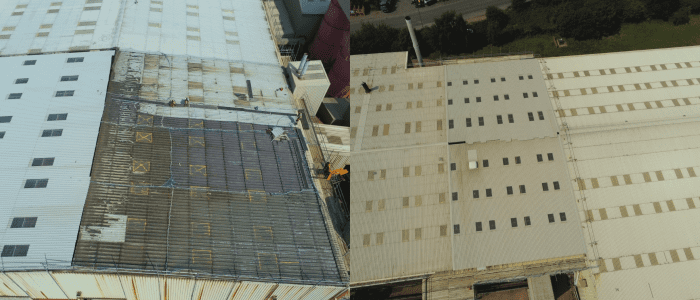 Before and after of roof repair